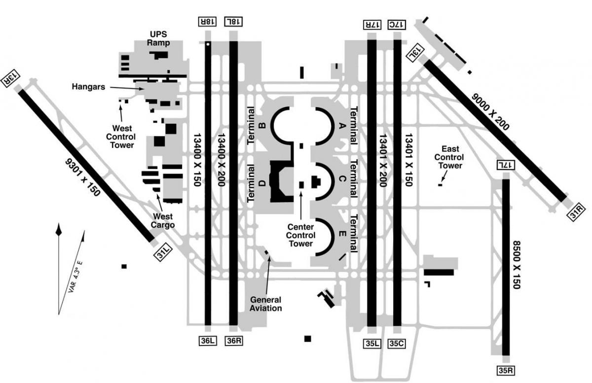 DFW аеродромски терминал б мапа