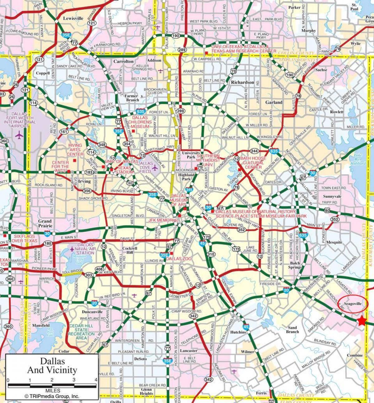карта на Далас во предградието