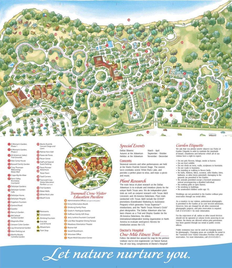 карта на Далас arboretum