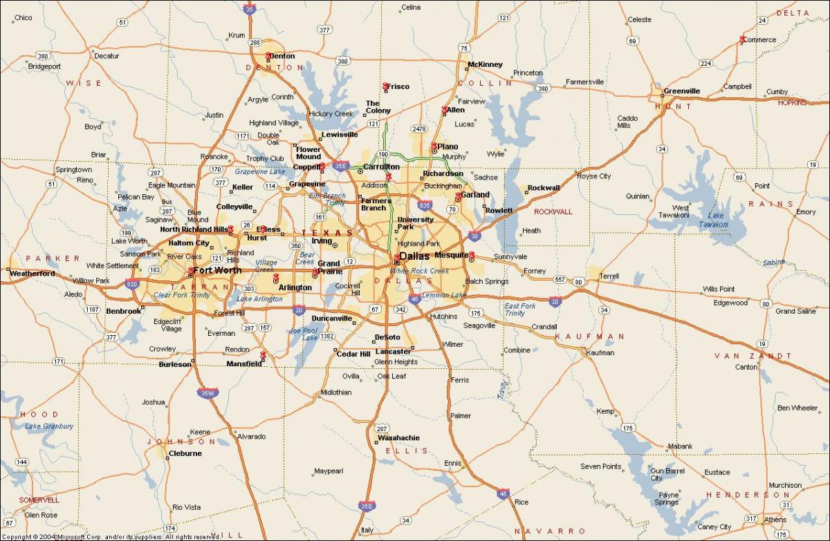 Далас Форт Ворт metroplex мапа