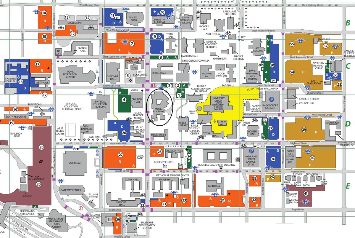 Универзитетот на Северна Тексас Далас мапа