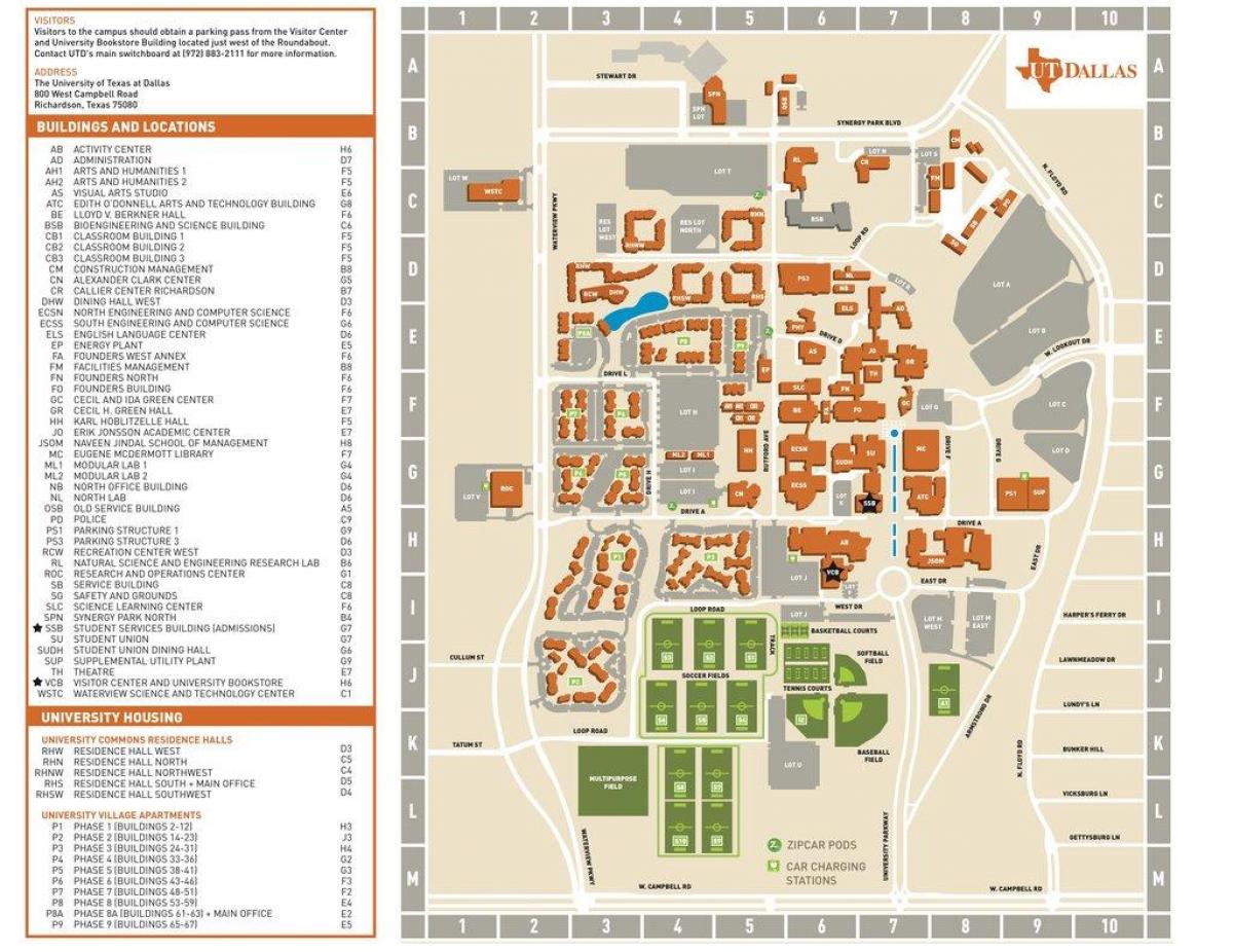 универзитетот на Тексас Далас мапа