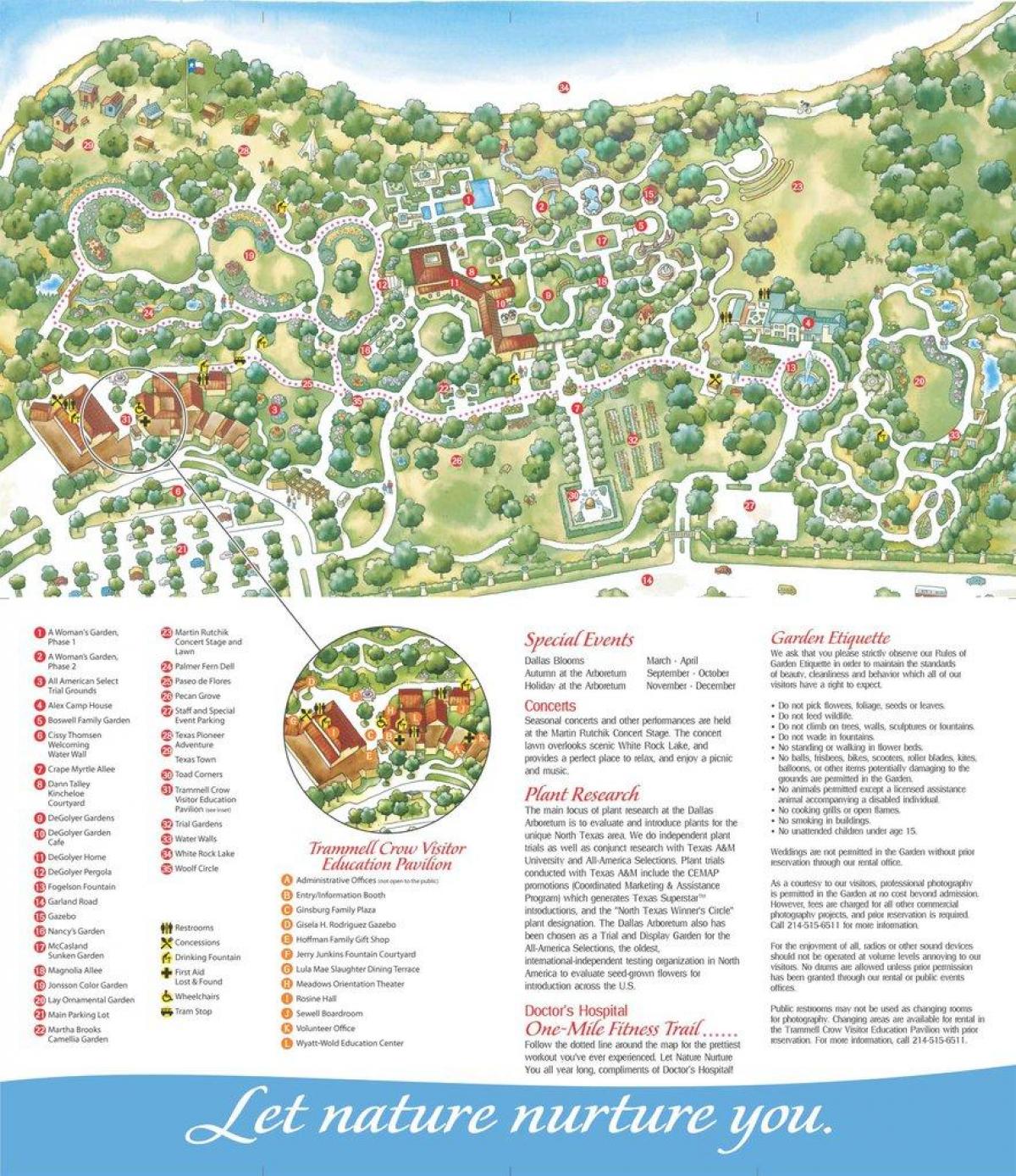 карта на Далас arboretum