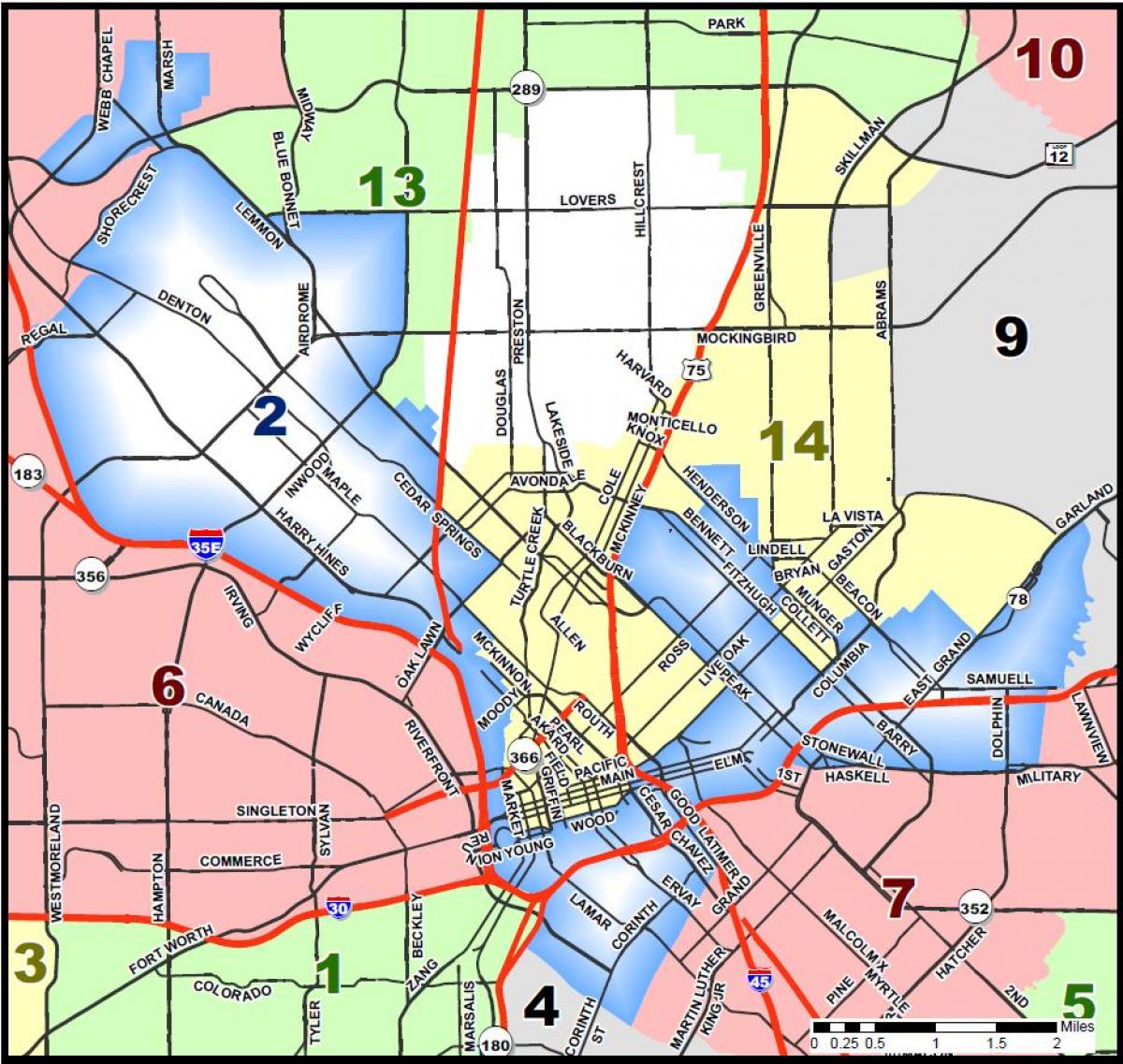 градот Далас зони мапа