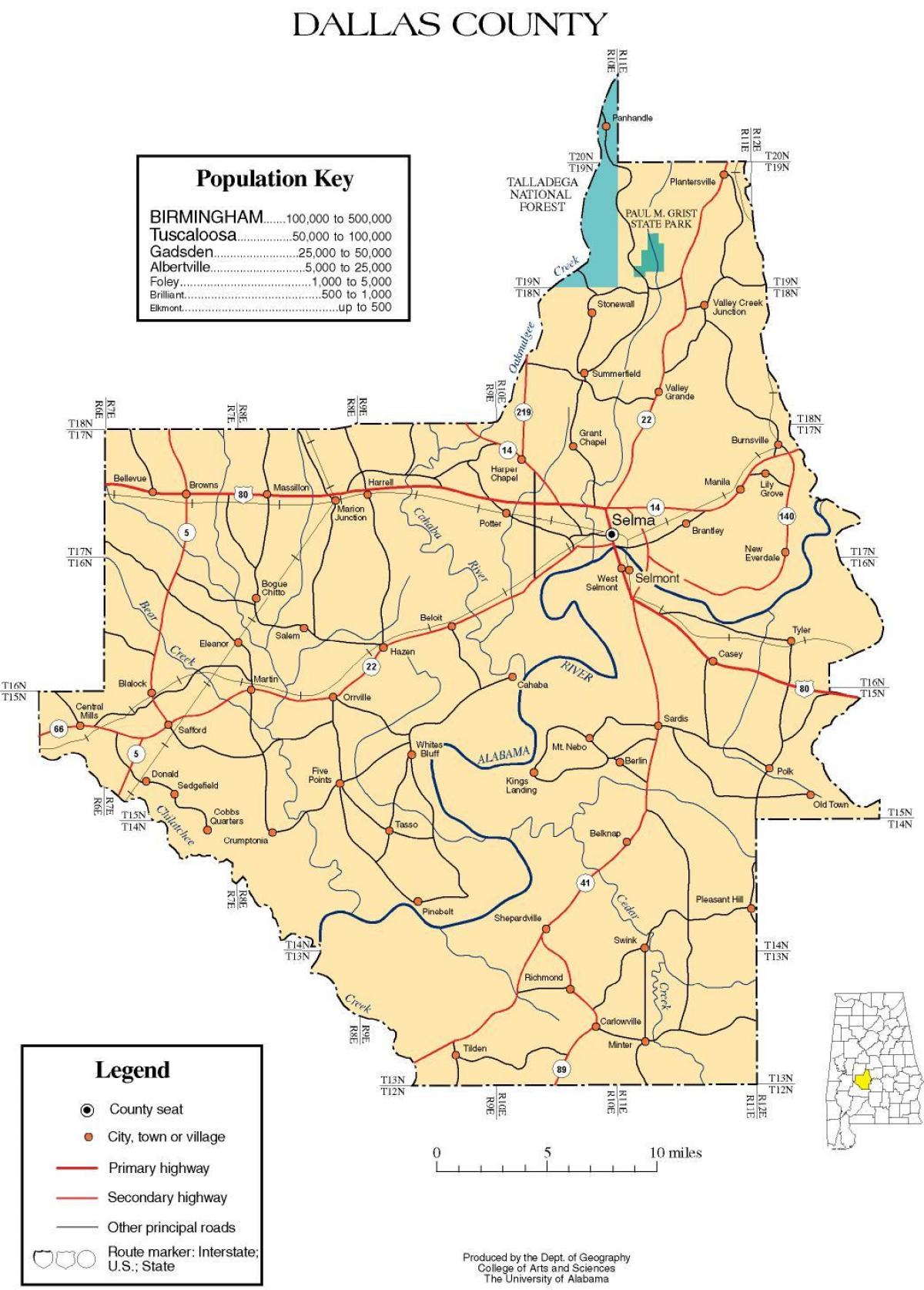 карта на Далас каунти