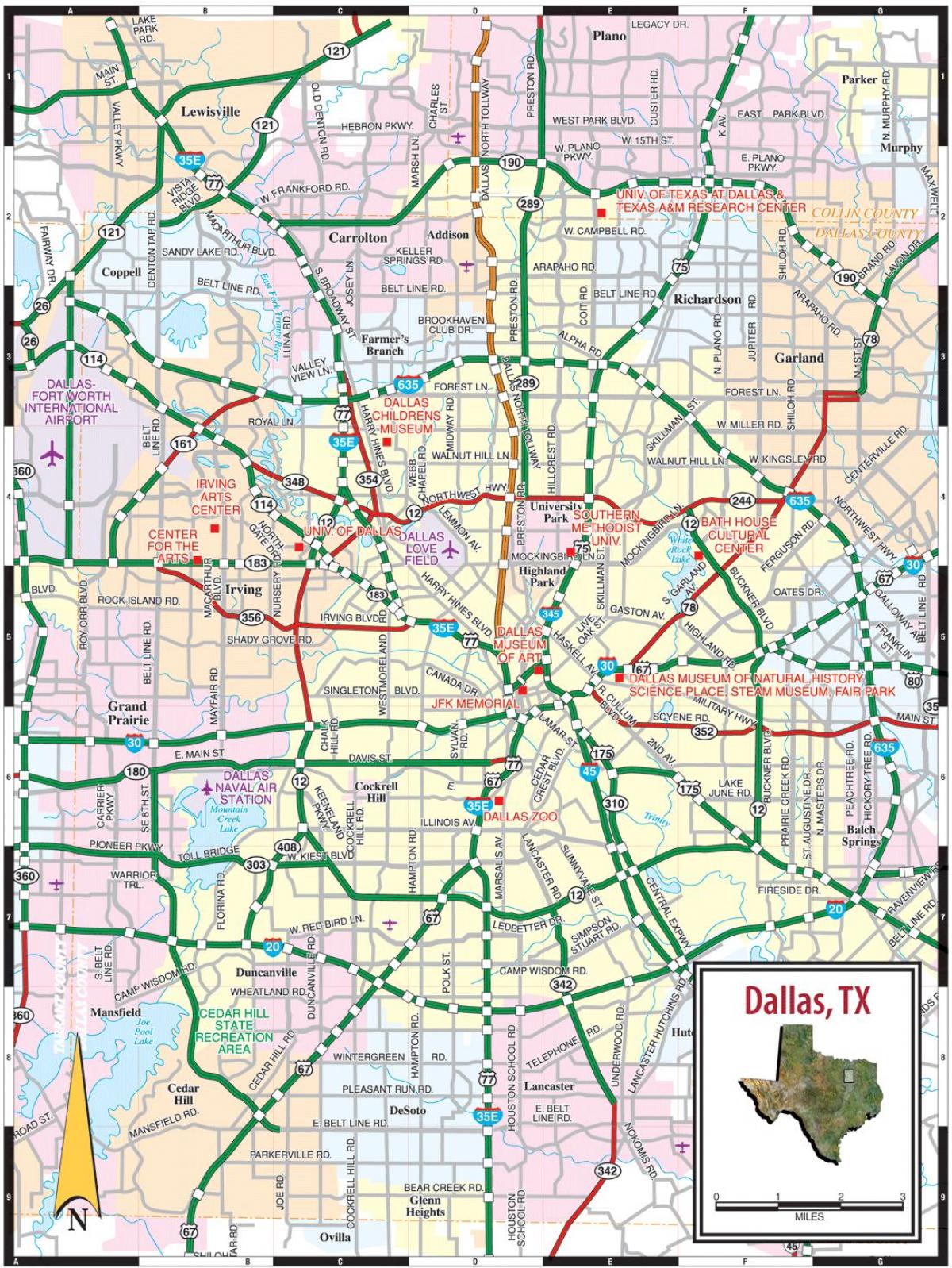 градот Далас мапа