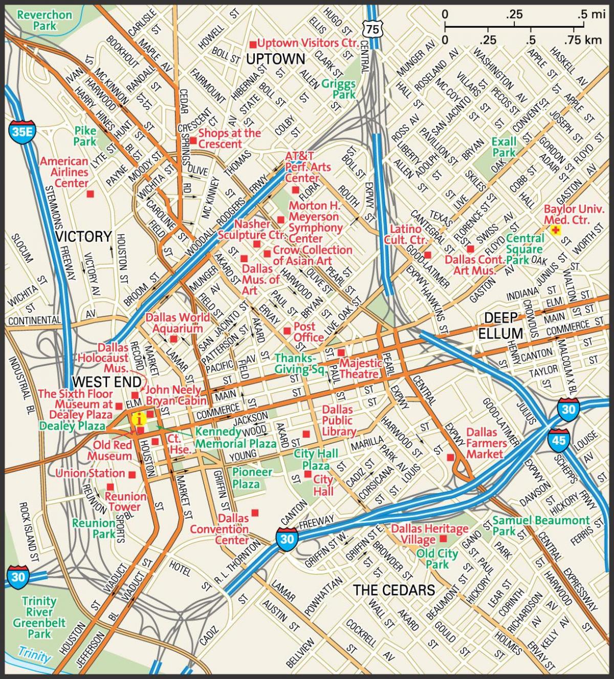 мапа на градот Далас улиците