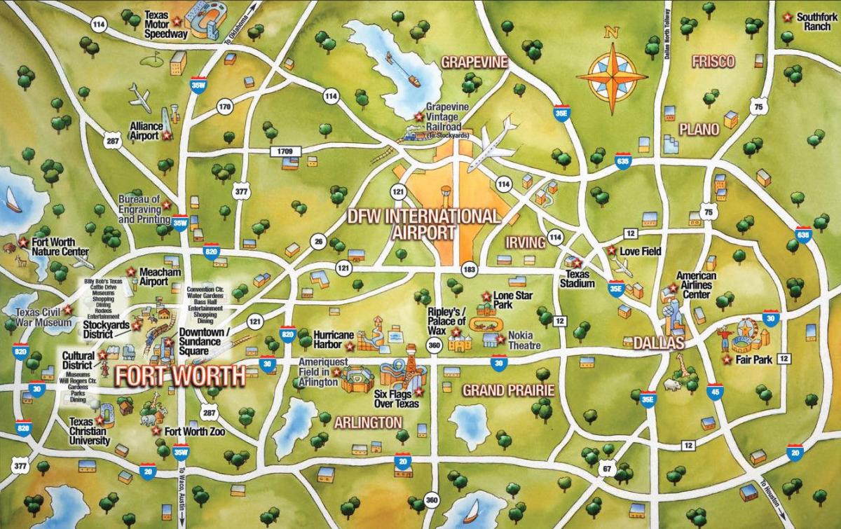 DFW мапа на градот