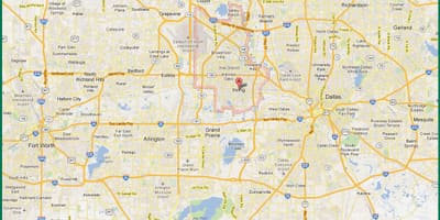 Карта на DFW област